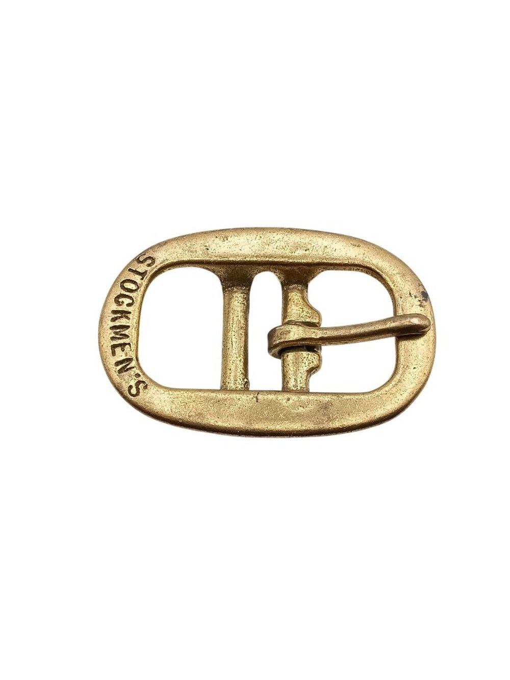 Stockmens Brass Belt Buckle Vintage Oval Design Rustic Finish